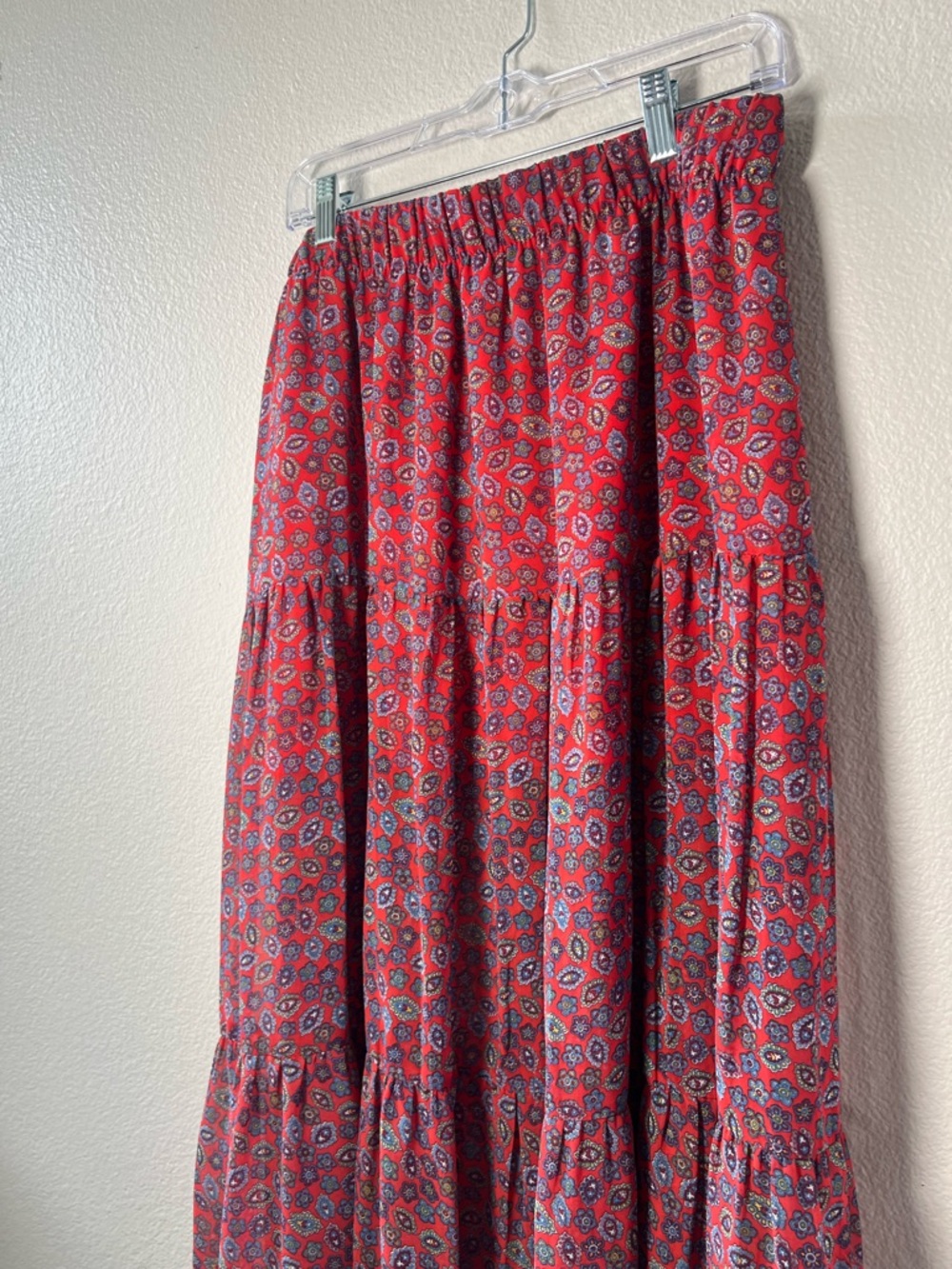 Maurices Red Floral Tiered Maxi Skirt - Picture 3 of 6